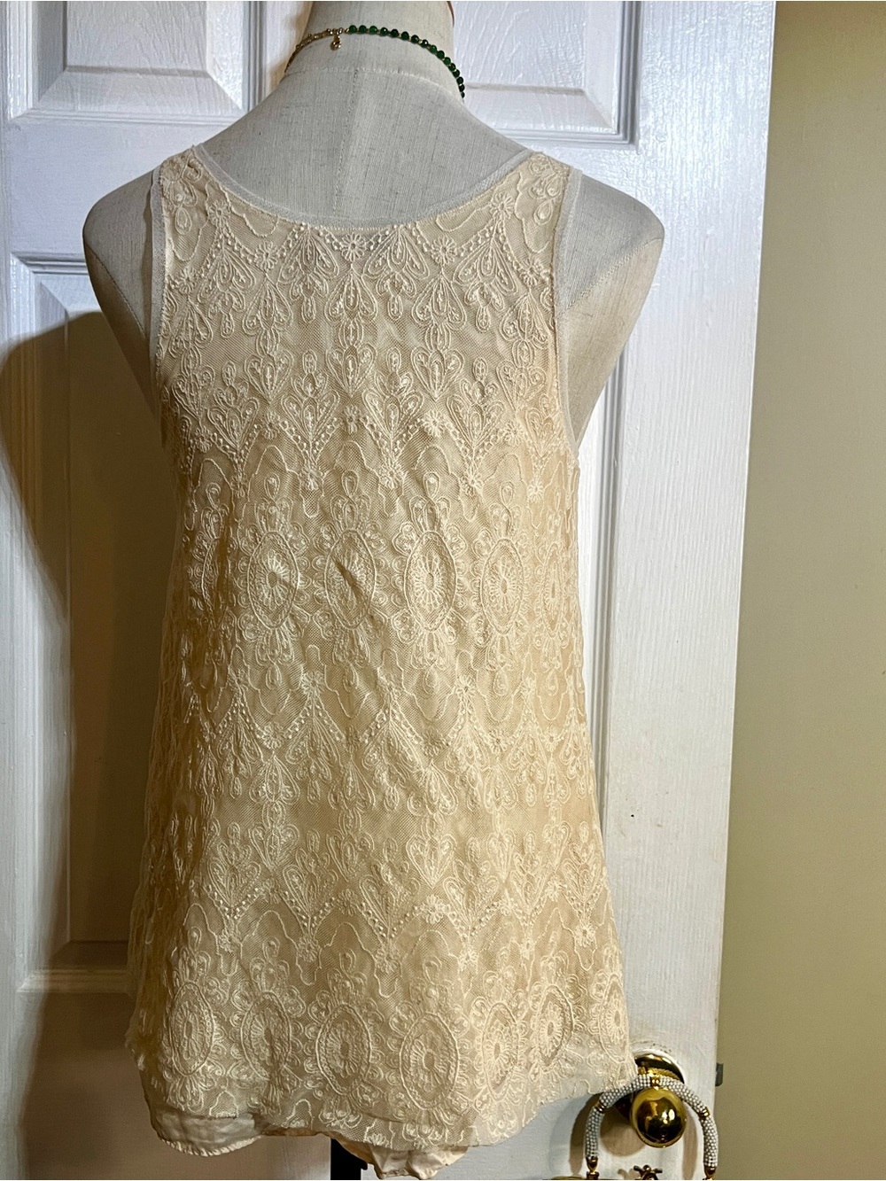 Calypso St Barth Ivory Silk Lace Mesh Embroidery Layered Feminine Cami Top XS - Picture 4 of 8